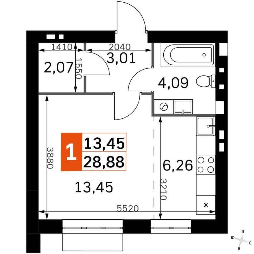 Студия-квартира, Жаворонки Клаб