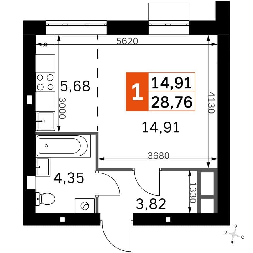 Студия-квартира, Жаворонки Клаб