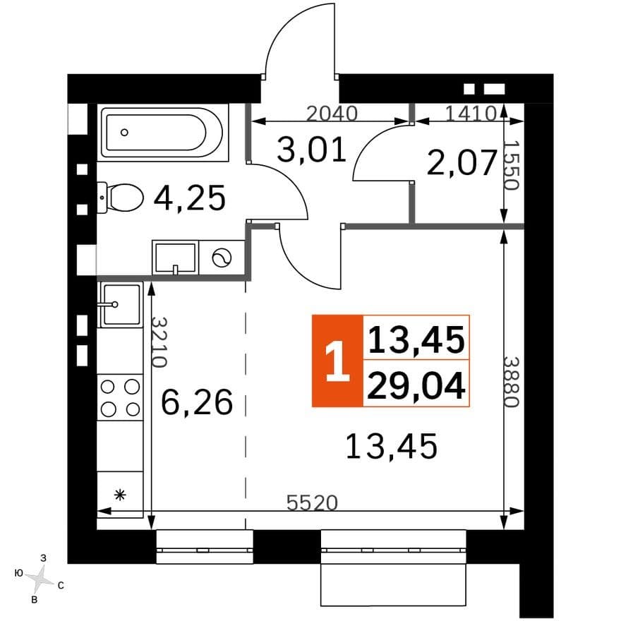 Студия-квартира, Жаворонки Клаб