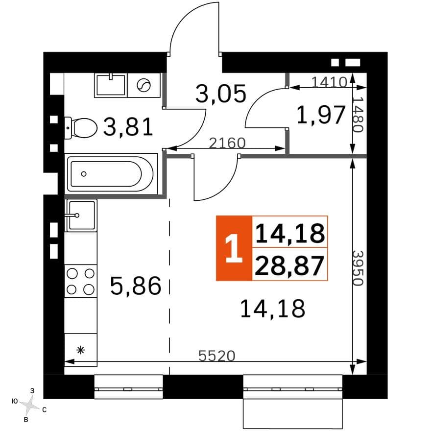 Студия-квартира, Жаворонки Клаб