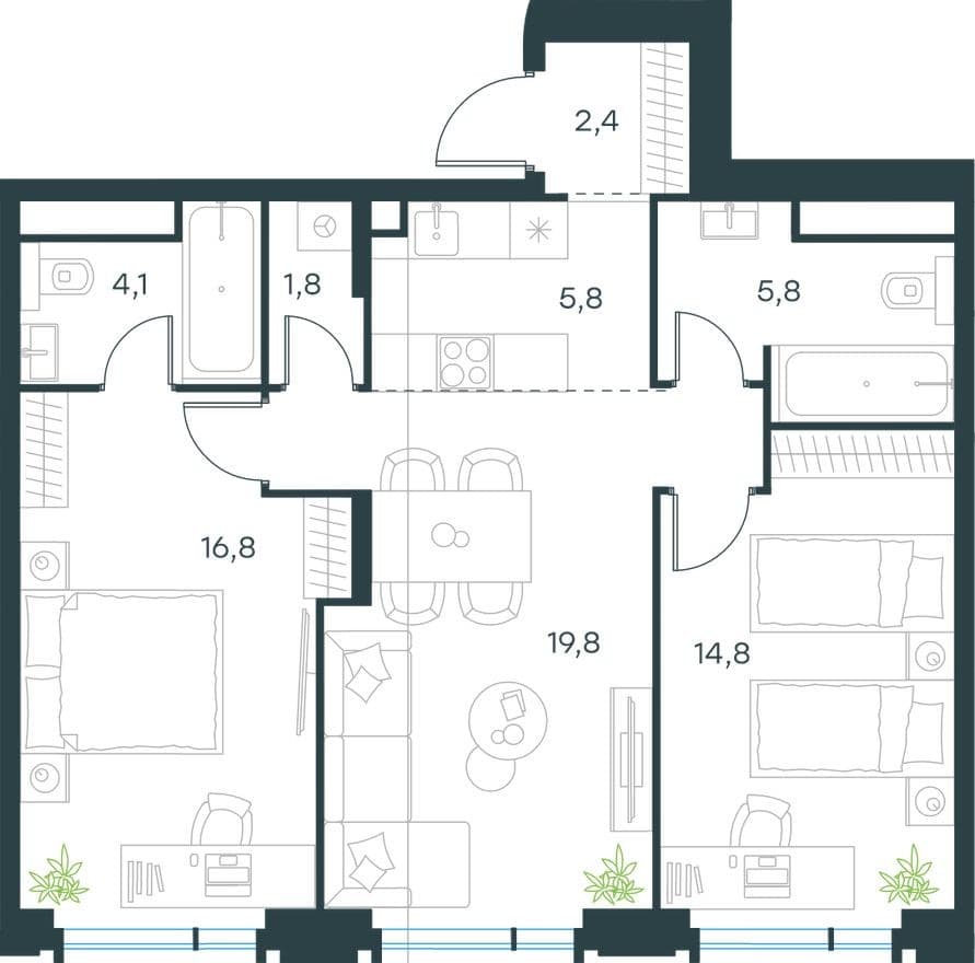 3к. квартира, Level Академическая