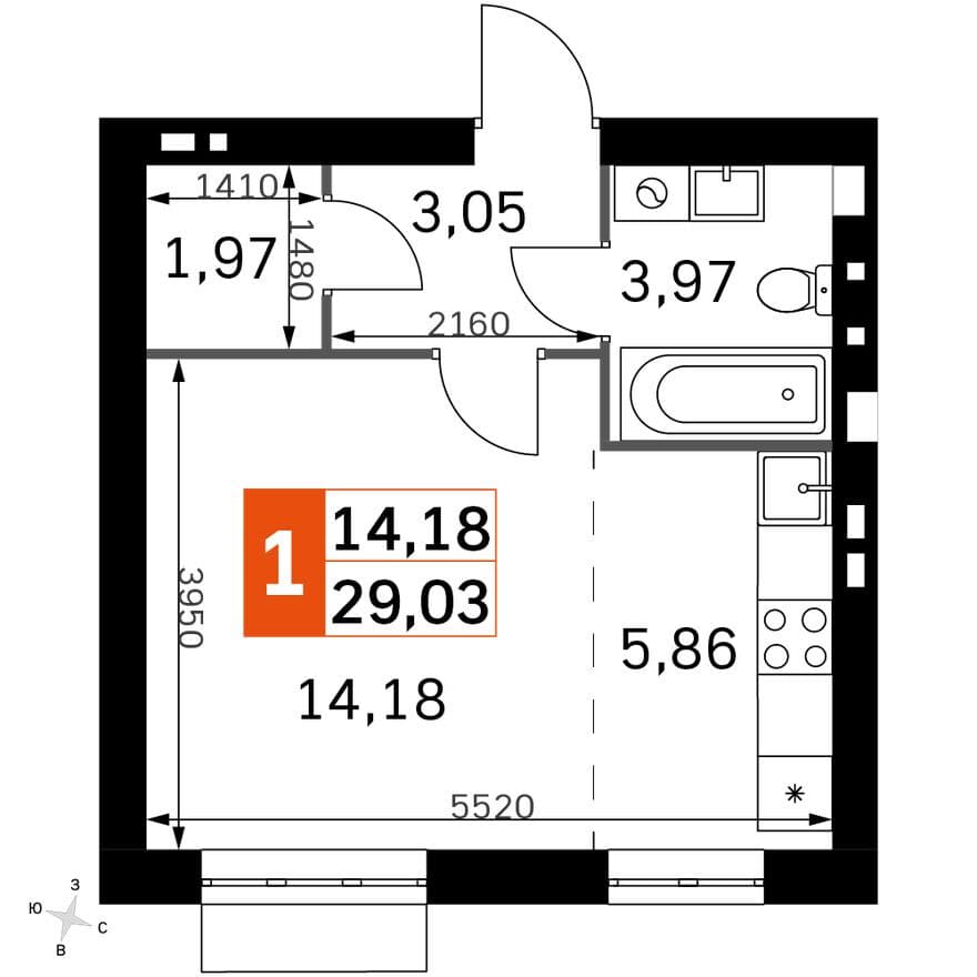 Студия-квартира, Жаворонки Клаб