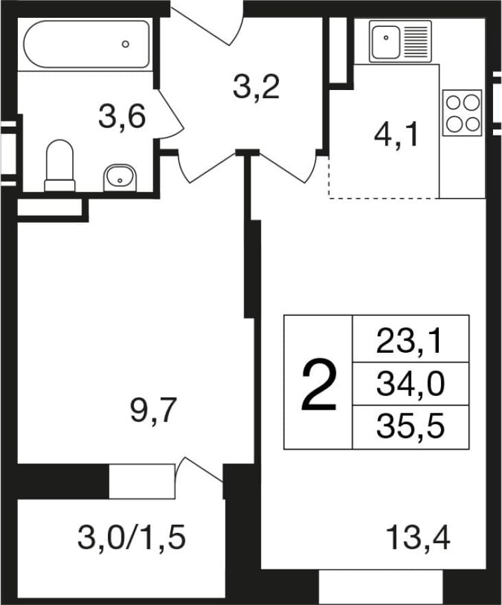 2к. квартира, Новые Островцы