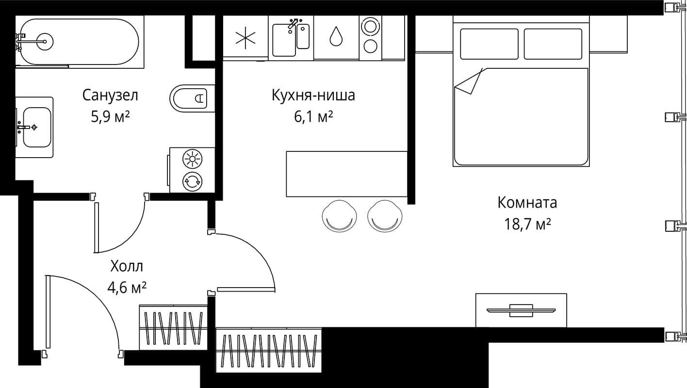 Студия-квартира, One Tower