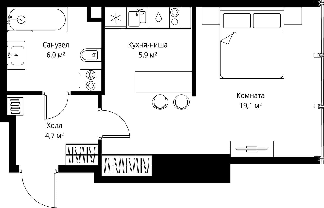 Студия-квартира, One Tower