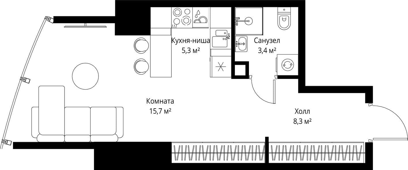 Студия-квартира, One Tower