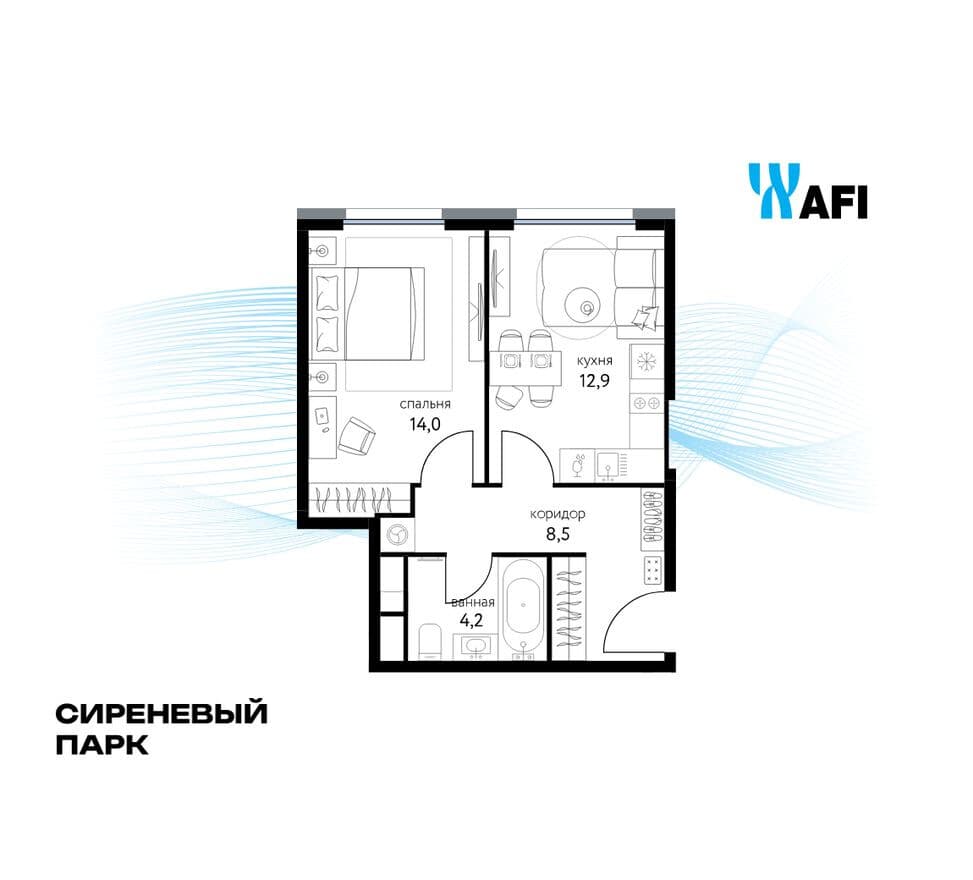 1к. квартира, Сиреневый парк