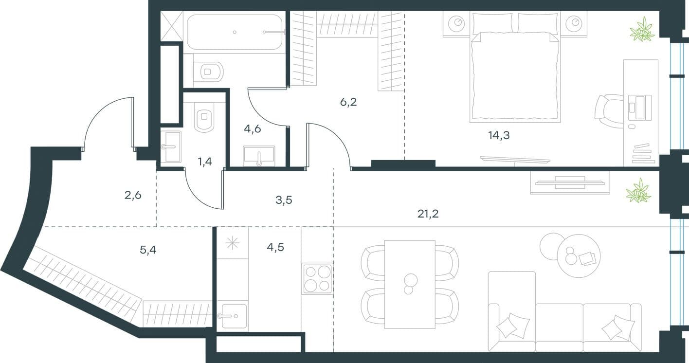 2к. квартира, Level Академическая