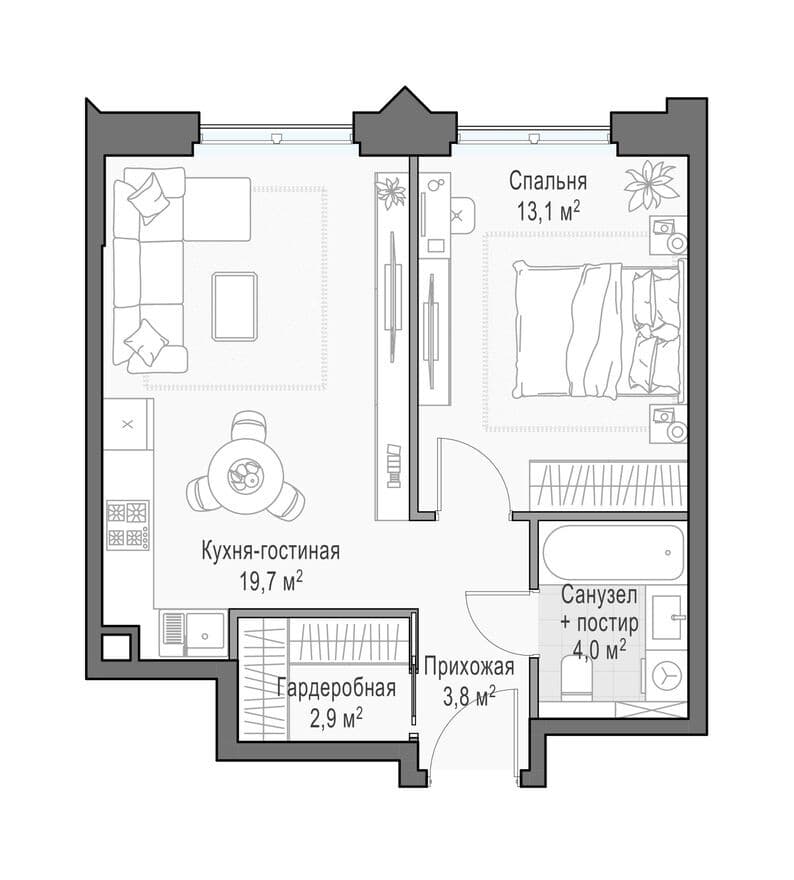 1к. квартира, Дом Достижение