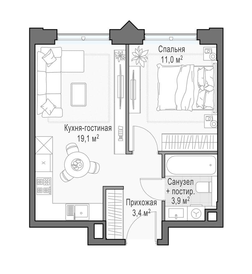 1к. квартира, Дом Достижение