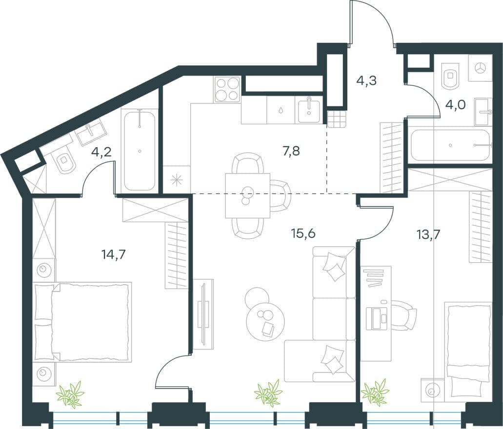 3к. квартира, Level Академическая