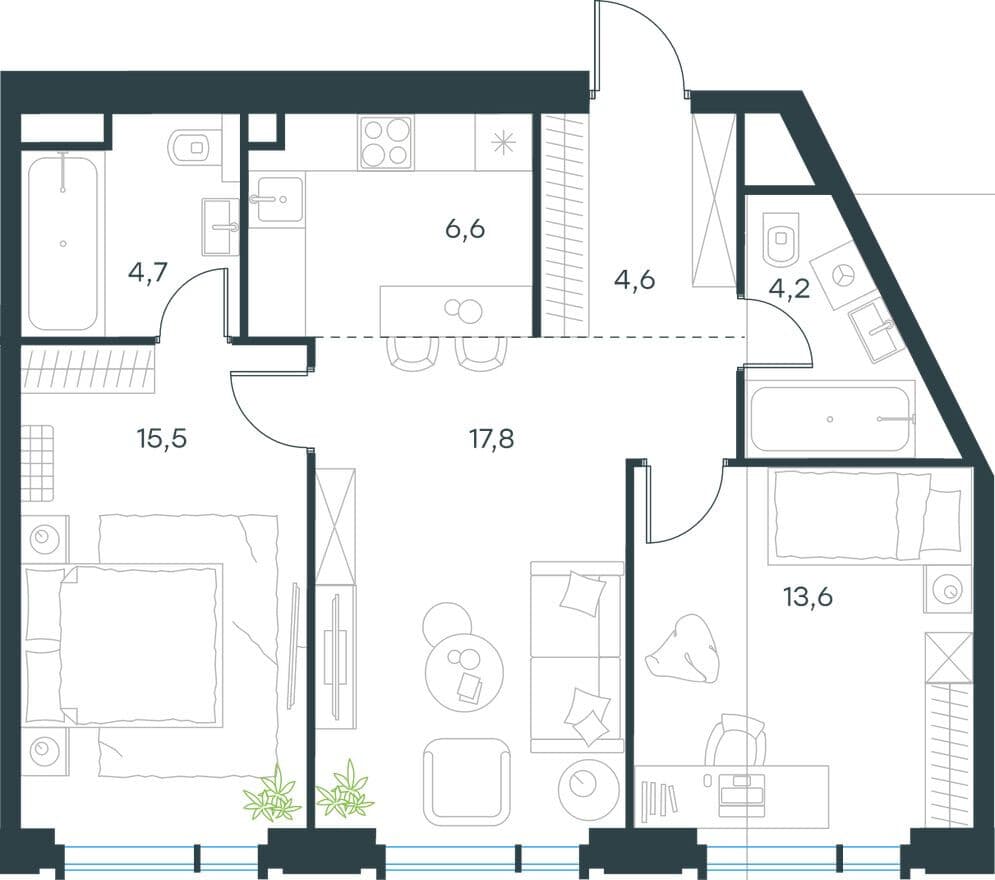 3к. квартира, Level Академическая
