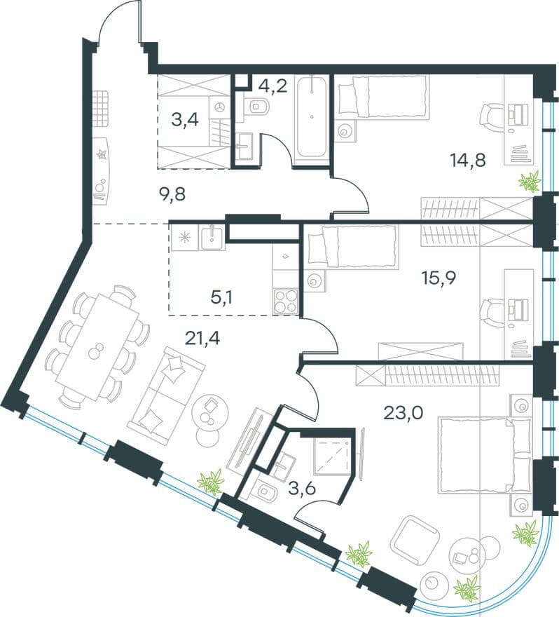 4к. квартира, Level Академическая