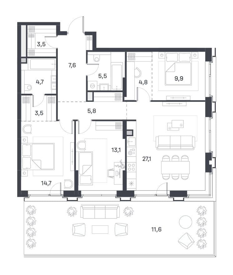3к. квартира, Портланд