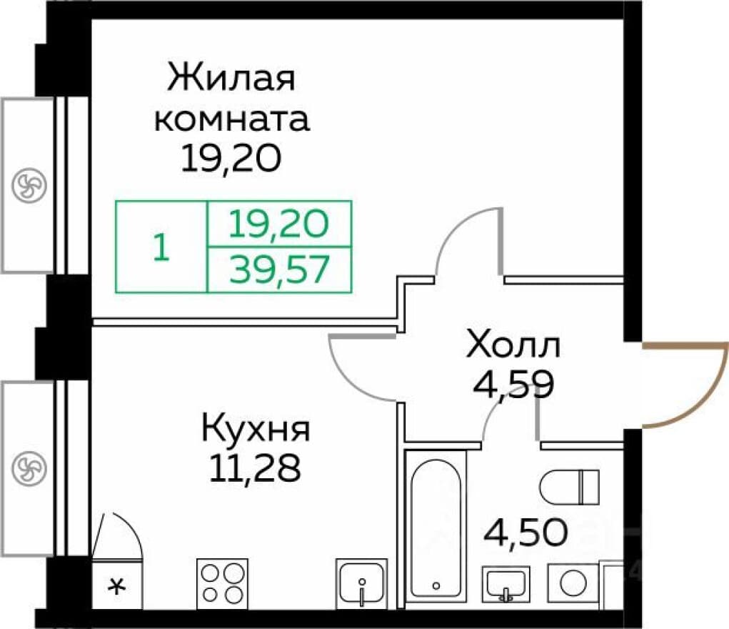1к. квартира, ЖК КИТ