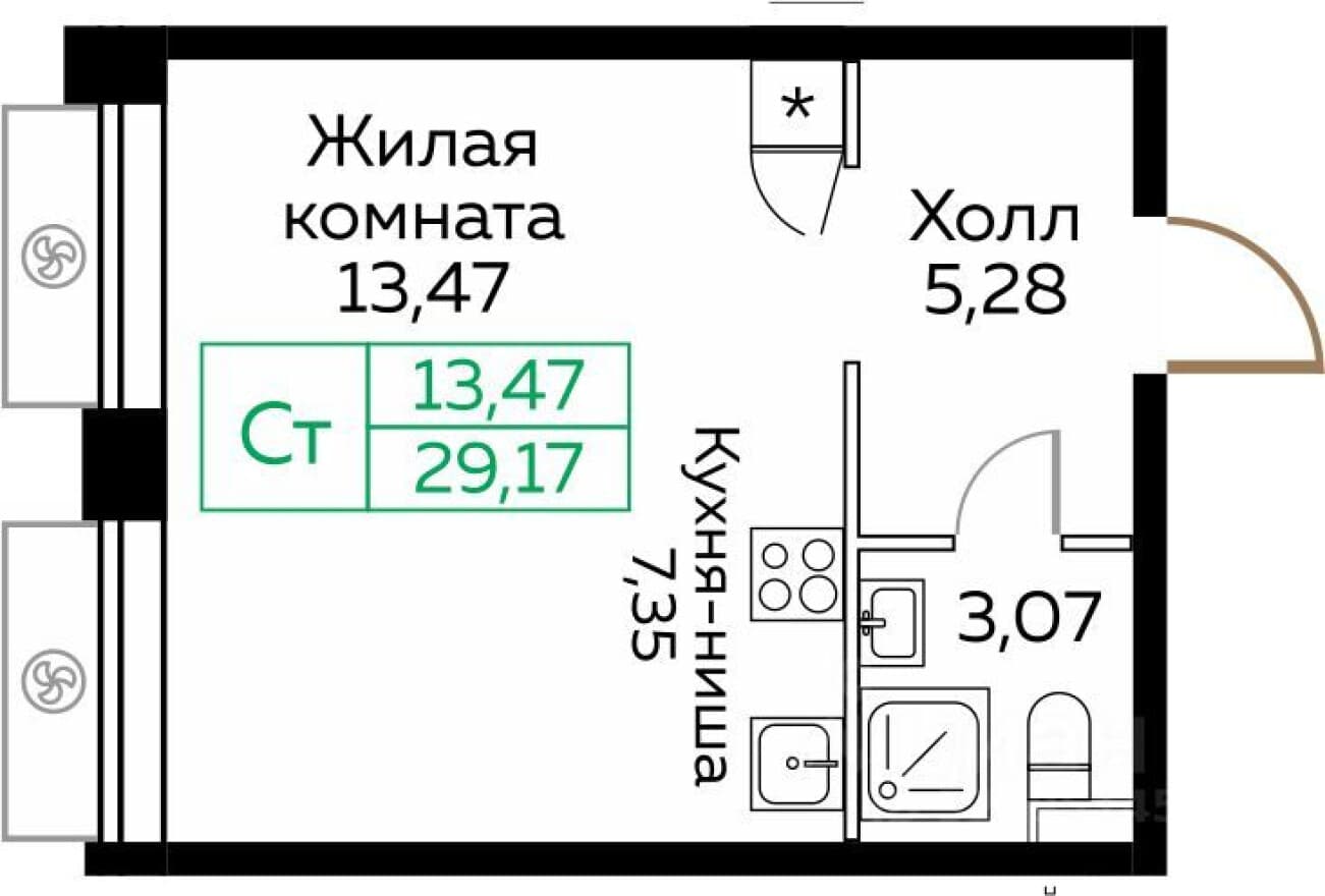 1к. квартира, ЖК КИТ