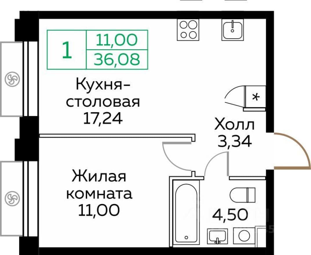 1к. квартира, ЖК КИТ