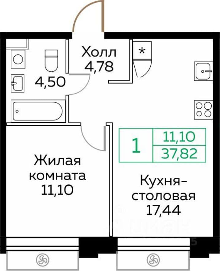 1к. квартира, ЖК КИТ