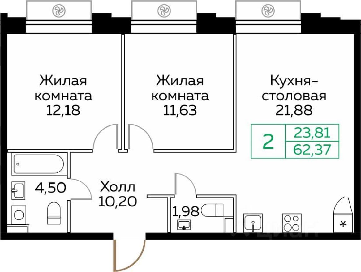 2к. квартира, ЖК КИТ
