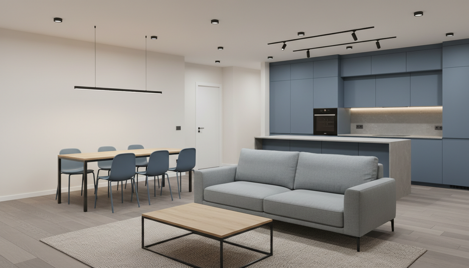 Дизайн 3-комнатной квартиры 84.8 м² в современном стиле: для home office