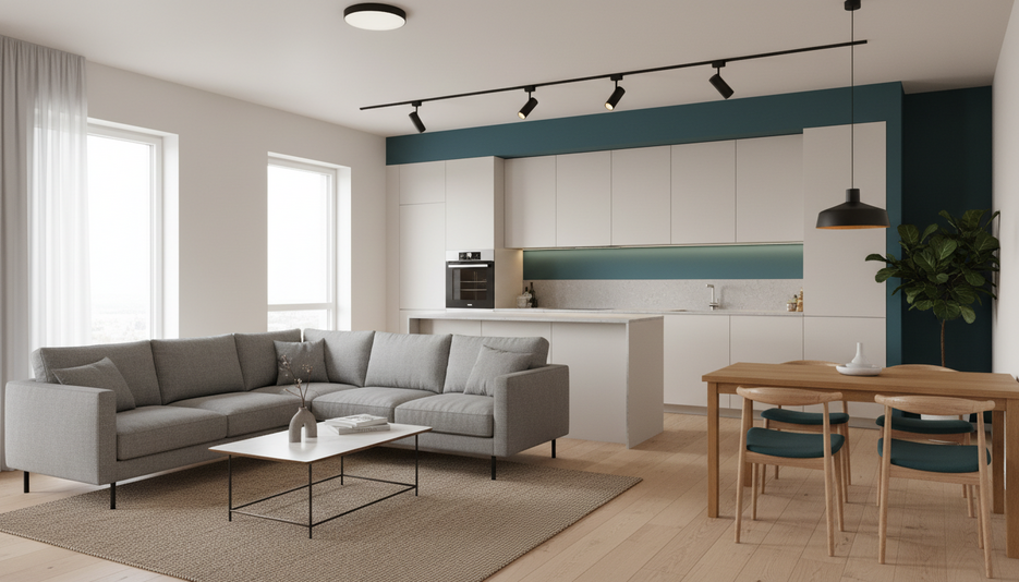 Дизайн 2-комнатной квартиры 76.3 м² в современном стиле: для home office - статья журнала RedCat