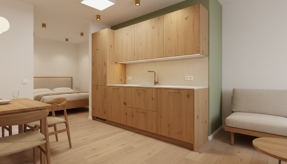 Дизайн 2-комнатной квартиры 45.71 м² в природном стиле: для home office - статья журнала RedCat