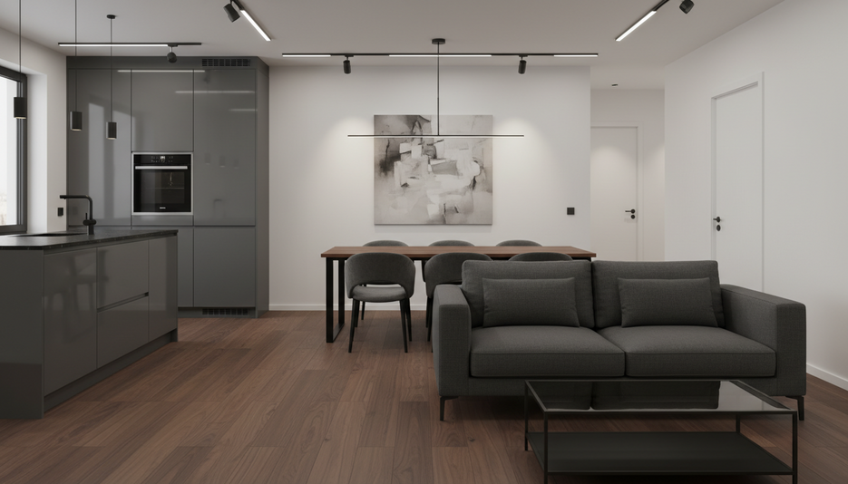 Дизайн 3-комнатной квартиры 132.9 м² в контрастном стиле: для home office - статья журнала RedCat