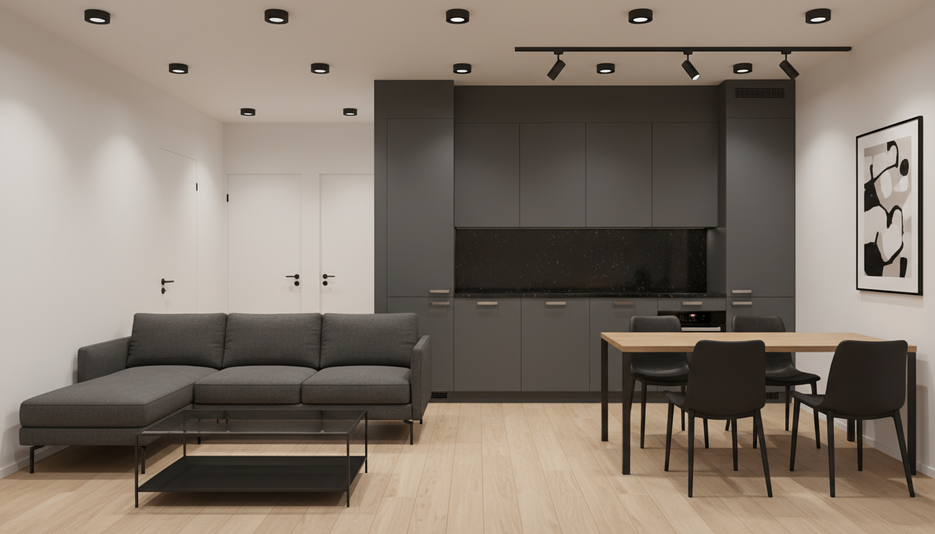 Дизайн 3-комнатной квартиры 82.6 м² в контрастном стиле: Для семьи с ребёнком - статья журнала RedCat