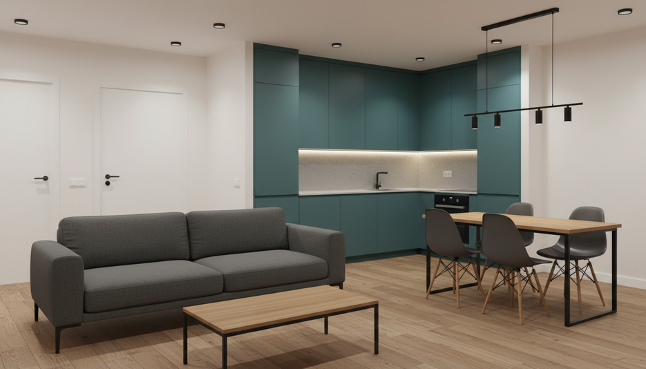 Дизайн 3-комнатной квартиры 48.63 м² в практичном стиле с акцентами: для аренды - статья журнала RedCat